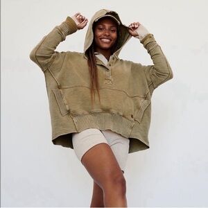 Free People Movement Honey Dove Pullover Hoodie Oversized Khaki Green Size M